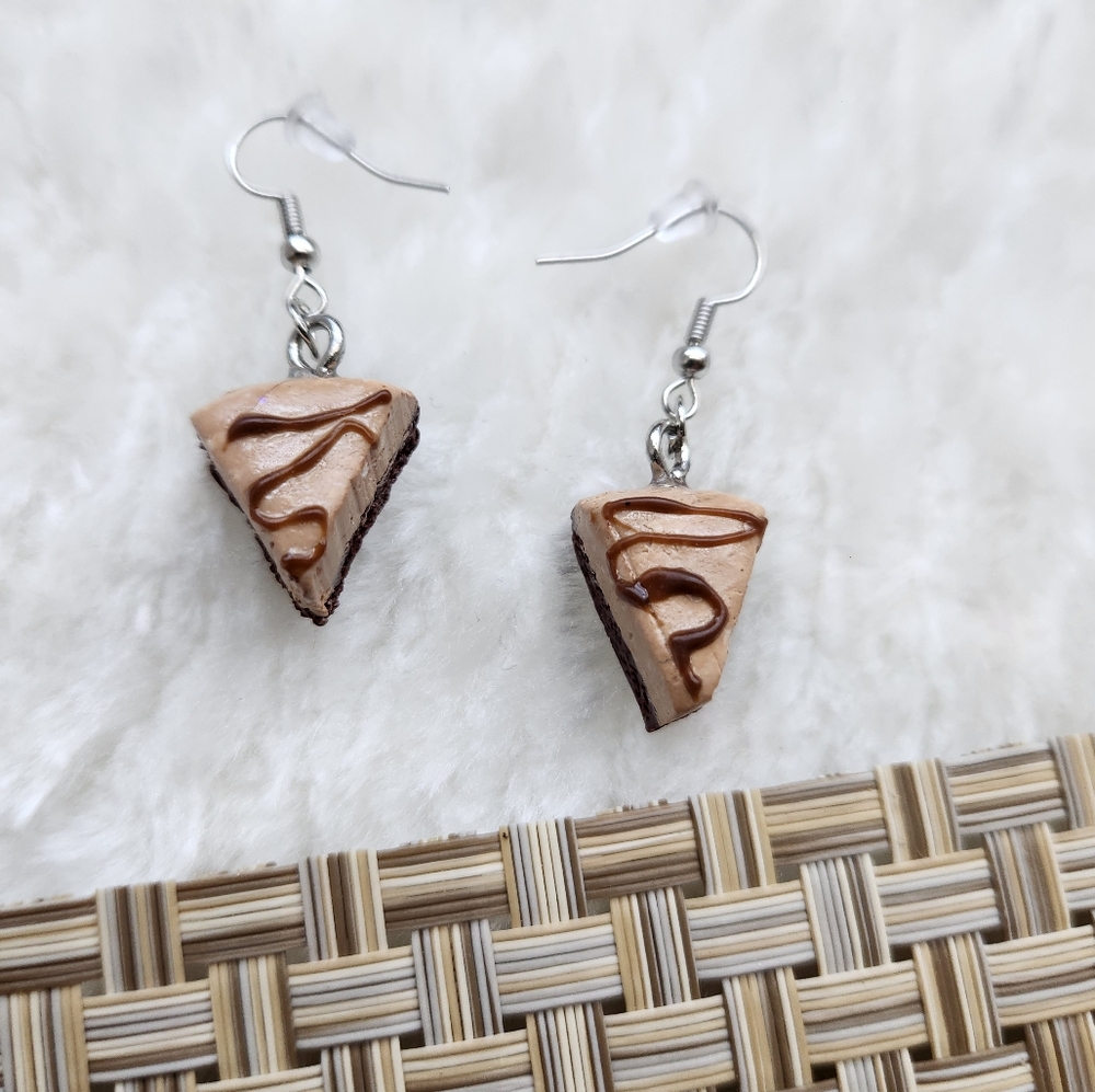 Handcrafted Chocolate Cake Slice Earrings